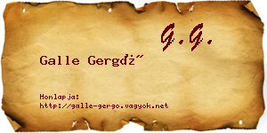 Galle Gergő névjegykártya